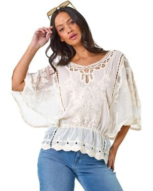 D.u.s.k Butterfly Lace Blouse - White