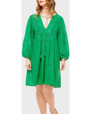 Elle Jane Embroidery Anglaise Beach Dress - Green