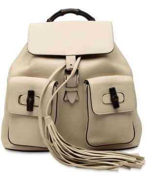 Gucci Pre-Owned Leather Bamboo Tassel Backpack - Natural