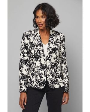 Wallis Floral Puff Sleeve Jacket - Grey