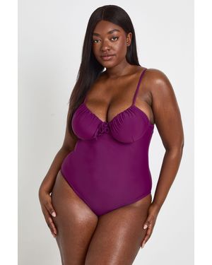 Boohoo Plus Swimwear Essentials Underwired Swimsuit - Purple