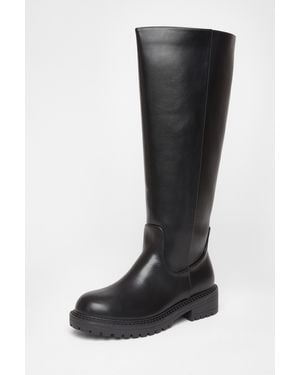 Quiz Wide Fit Chunky Knee High Boots - Black