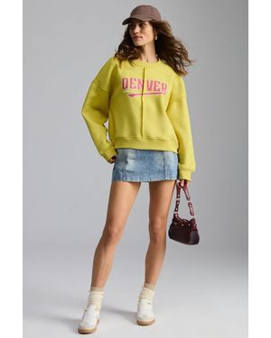 Grimelange Oversized Printed Crew Neck Sweatshirt - Yellow