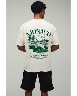 BoohooMAN Oversized Monaco Racing T-Shirt & Short Set - Grey