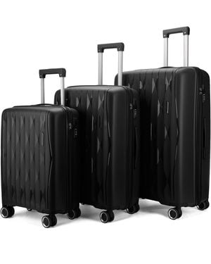 Infinity Leather Hard Shell Strong Suitcase 8 Wheel Cabin Tsa Luggage Case Holiday Travel Hardshell - Black