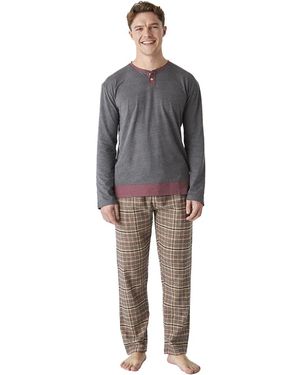 J&j Brothers Long-Sleeved Cotton Pyjamas With A Medium Collar Jjbep5902 - Grey