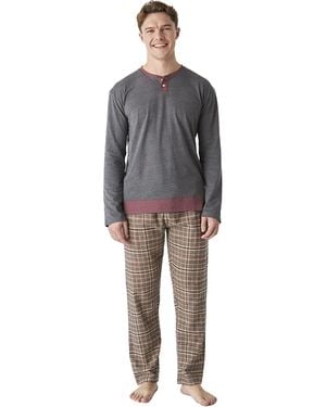 J&j Brothers Long-Sleeved Cotton Pyjamas With A Medium Collar Jjbep5902 - Grey