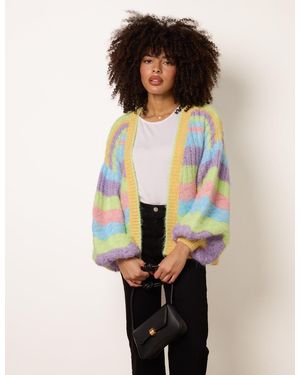 Blue Vanilla Colourful Cardigan With Stripes - Multicolour