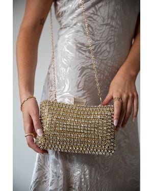 SVNX Diamonte Clutch With Round Handle - Metallic