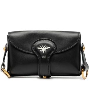 Dior Pre-Owned Mini Leather D Bee Saddle Bag - Black