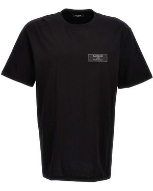 Balmain Logo Patch T-Shirt - Black