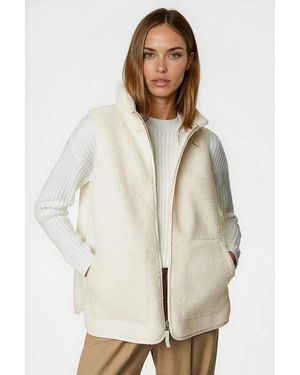 Secret Label Borg Fleece Funnel Neck Gilet - Natural