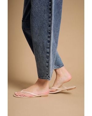 Oasis Jodie Faux Leather Flip Flops - Blue