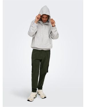 Only & Sons And Solid Patterned Straight Combat Trousers - White