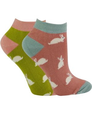 Miss Sparrow 2 Pair Multipack Ladies Bamboo Trainer Socks - Green