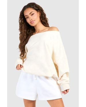 Boohoo Off The Shoulder Sweatshirt - White