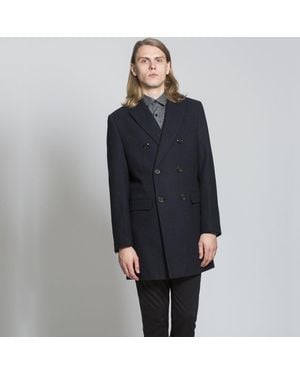 Harry Brown London Double Breasted Wool Coat - Blue