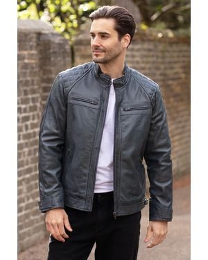 Ashwood Leather 'Bronx' Real Biker Jacket - Blue