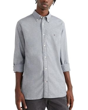 Tommy Hilfiger Shirts Regular Fit Oxford Long Sleeve Casual Cotton Formal - Grey