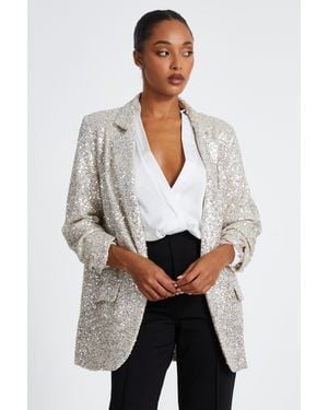 Quiz Sequin Tailored Blazer - Grey