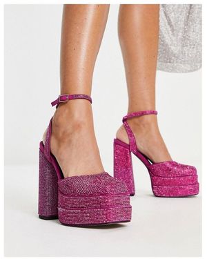 ASOS Pluto Embellished Platform Heeled Shoes - Pink