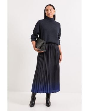 PRINCIPLES Ombre Print Pleated Midi Skirt - Blue