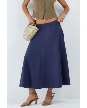 Busem High Waist A-Line Midi Skirt - Blue
