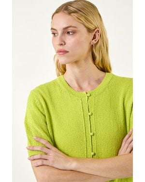 Roman Light Weight Button Knit Cardigan - Yellow