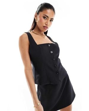 Abercrombie & Fitch Co-Ord Square Neck Waistcoat - Black