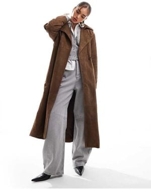 ASOS Premium Suede Trench Coat - Brown