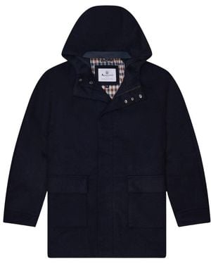 Aquascutum Active Wool Hooded Coat - Blue