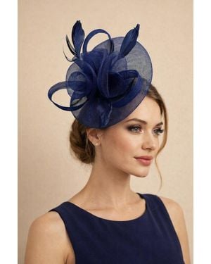 SVNX Floral Fascinator With A Wide Base - Blue