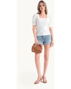 Hiccup Square Neck Top With A Balloon Sleeves - Blue
