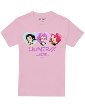 K-Pop Demon Hunters Adult Huntrix Hearts T-Shirt - Pink