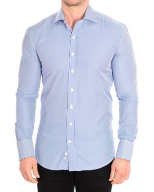 Café Coton Slim Long Sleeve Shirt With Lapel Collar Orlando4 - Blue