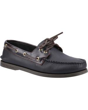 Sperry Top-Sider Authentic 2 Eye Leather Amaretto/ Boat Shoes - Black
