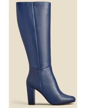 Sosandar Blake Leather Knee High Boot - Blue