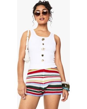 Boohoo Rib Square Neck Button Embelishment Vest Top - White
