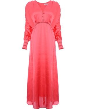 Hope & Ivy Coral Satin Batwing Midi Dress - Pink