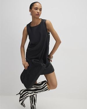 River Island Shift Dress Faux Leather Popper Side Pu - Black