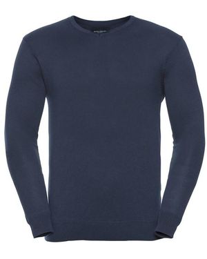 Russell Cotton Blend V-Neck Jumper - Blue