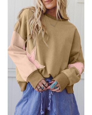 Azura Exchange Star Patch Colourblock Sweatshirt - Blue