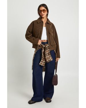 Boohoo Oversized Faux Suede Jacket - Blue