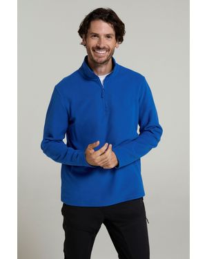 Mountain Warehouse 'Camber Ii' Half Zip Fleece Top Antipill Breathable Casual Winter Jumper - Blue