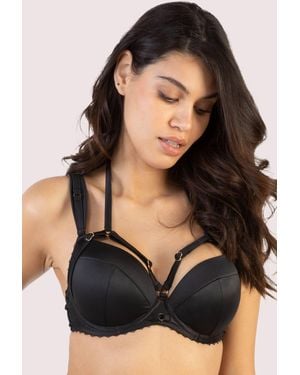 Playful Promises Noelle Satin Strappy Plunge Bra - Black