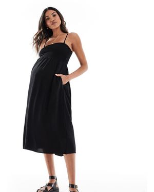 Vero Moda Easy Shirred Cami Ankle Dress - Black