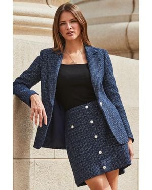 Sosandar Metallic Boucle Blazer - Blue