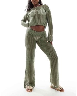 ONLY Flare Beach Trousers With Folded Waistband Co-Ord - Green