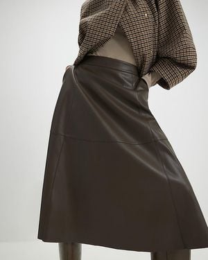 River Island Midi Skirt Faux Leather Pu - Brown