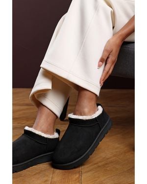 Where's That From Wheres 'Saskia' Cosy Faux-Suede Fur Lined Micro Dipped Heel Boot - Black